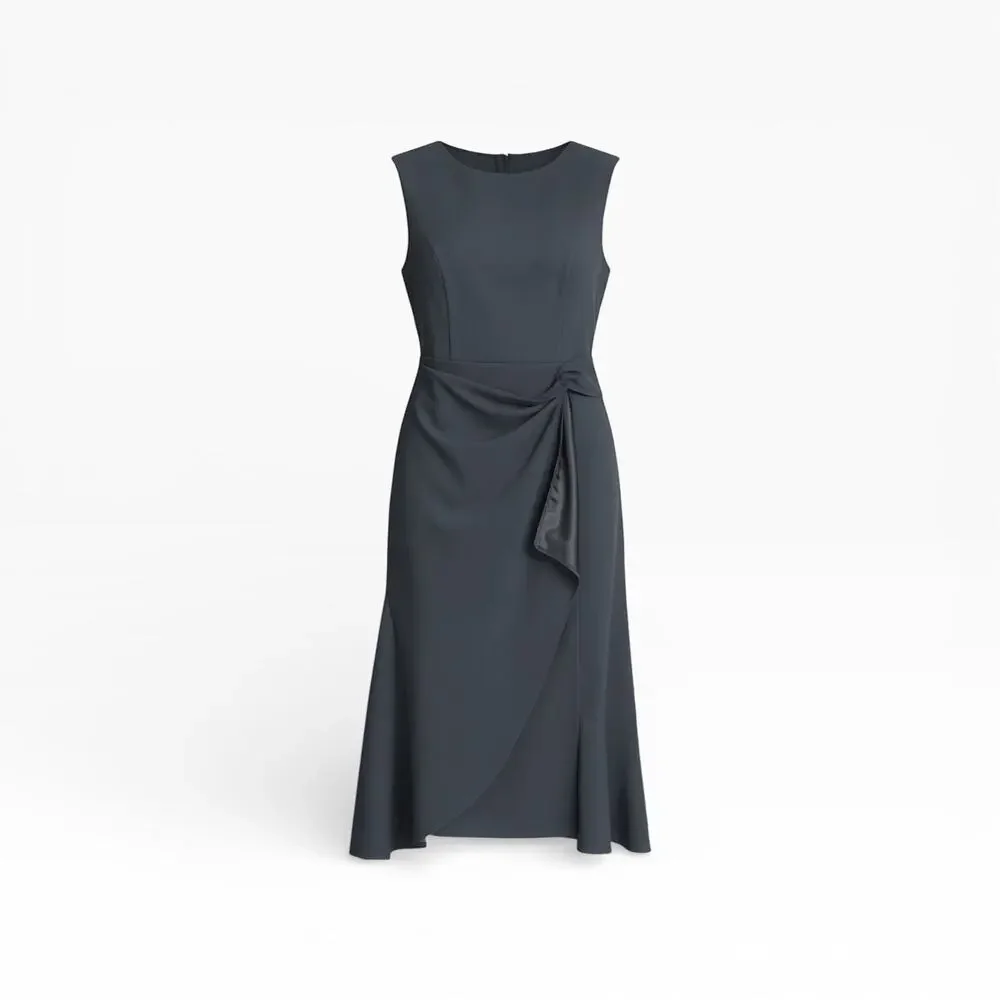 Fehaute Sleeveless Midi A-line Dress with Waist Twist in Navy - Size 8, NWT